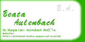 beata aulenbach business card